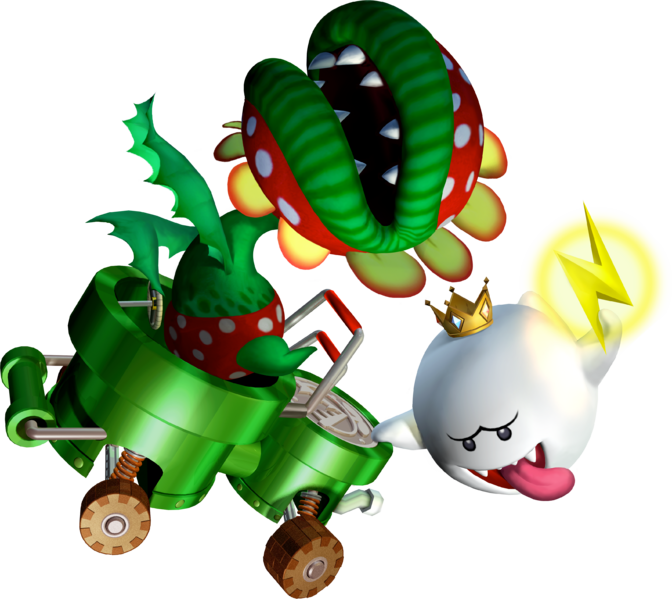 File:Petey Piranha and King Boo MKDD artwork.png